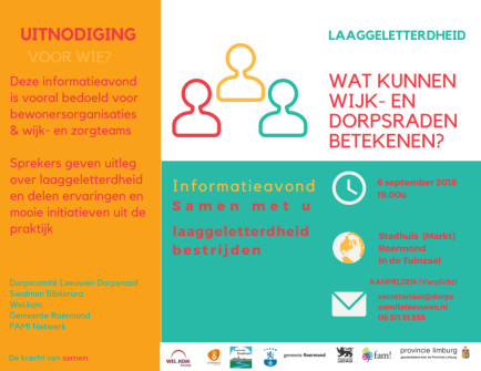 Bijeenkomst over laaggeletterdheid in Roermond - 6 sept 19.00u 